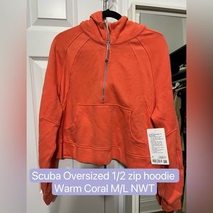 Scuba Oversized 1/2 zip hoodie Warm Coral M/L